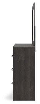 Hollivern - 4 Pc. - Twin Panel Storage Bed, Dresser, Mirror And Chest - Dark Gray