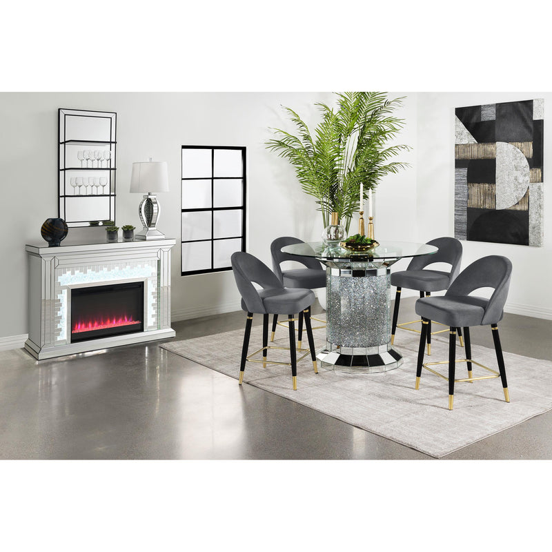 Coaster Furniture Lindsey 192549 Velvet Upholstered Counter Chair - Grey (Set of 2) IMAGE 10
