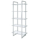 Coaster Furniture Hartford 805538 79-inch 5-shelf Glass Bookshelf - Chrome IMAGE 7