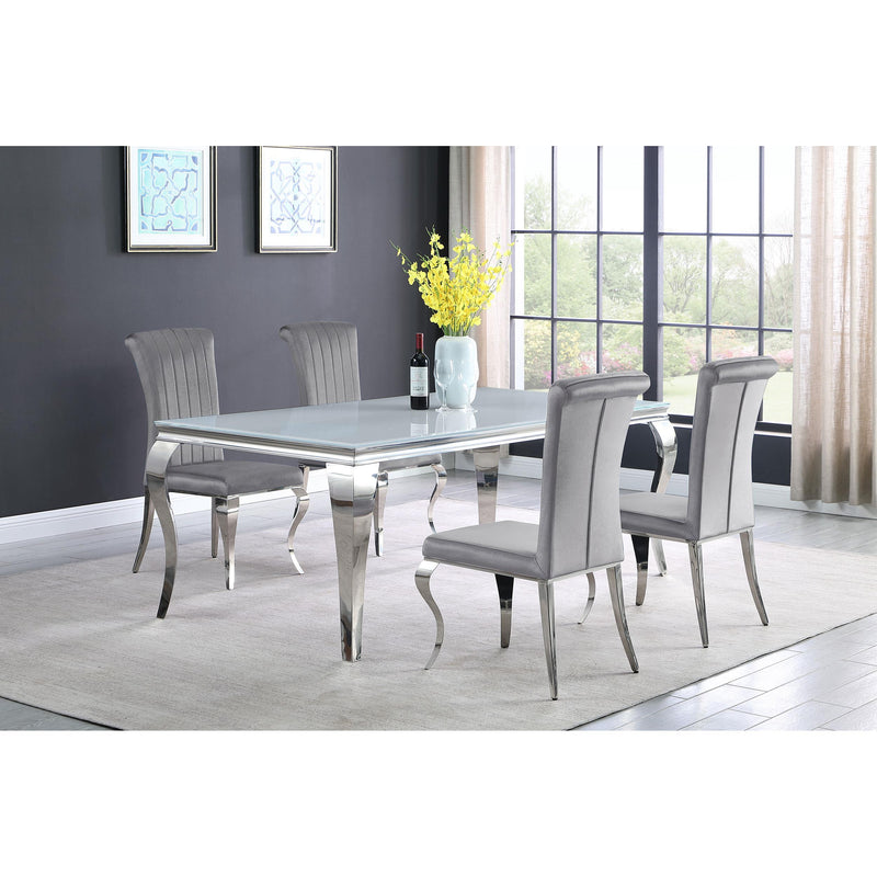 Coaster Furniture Carone 115081 Rectangular 81-inch Glass Top Dining Table - White IMAGE 6