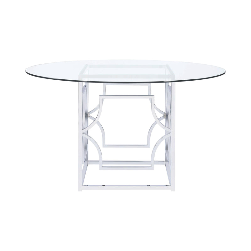 Coaster Furniture Round Starlight Dining Table with Glass Top and Pedestal Base 192561/CP54RD-10 IMAGE 2