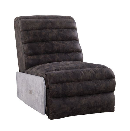 Okzuil - Power Motion Recliner - Two Tone Gray Top Grain Leather & Aluminum