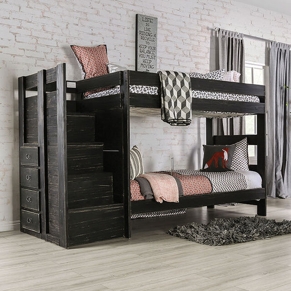  Furniture of America Ampelios AM-BK102BK-BED-SLAT Twin/Twin Bunk Bed IMAGE 1