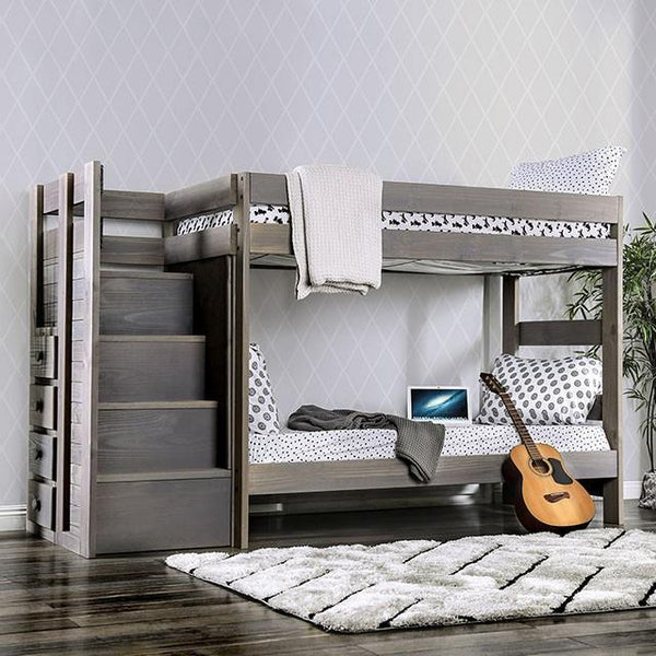  Furniture of America Ampelios AM-BK102GY-BED-SLAT Twin/Twin Bunk Bed IMAGE 1
