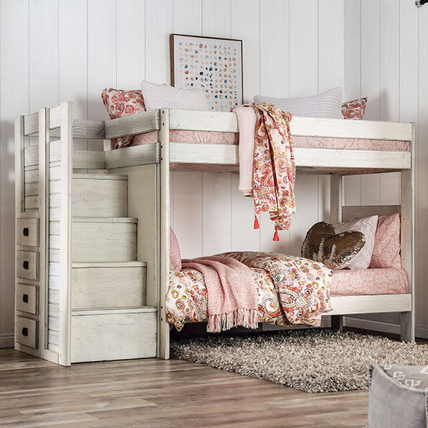  Furniture of America Ampelios AM-BK102WH-BED-SLAT Twin/Twin Bunk Bed IMAGE 1