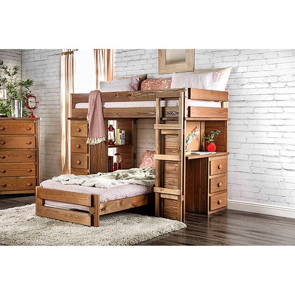  Furniture of America Beckford AM-BK600-BED-SLAT Twin/Twin Loft Bed IMAGE 1