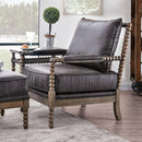  Furniture of America Tarragona Stationary Leather Look Accent Chair CM-AC6165GY-AC IMAGE 1