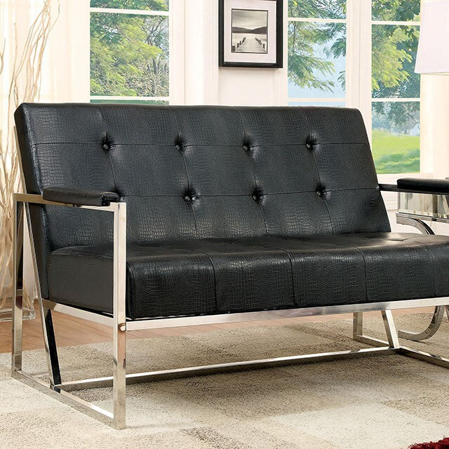 Furniture of America Sienna Stationary Leather Loveseat CM-AC6262BK-LV IMAGE 4