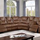  Furniture of America Erfurt Power Reclining Leather Look Sectional CM6119BR-SECT+AC IMAGE 1