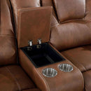  Furniture of America Ffion Reclining Leather Look Loveseat with Console CM6219BR-LV IMAGE 4