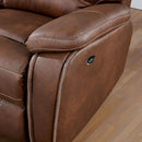  Furniture of America Ffion Power Reclining Leather Look Sofa CM6219BR-SF IMAGE 3