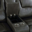  Furniture of America Ffion Reclining Leather Look Loveseat CM6219GY-LV IMAGE 3
