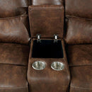  Furniture of America Chantoise Power Reclining Leather Look Loveseat with Console CM6228BR-LV IMAGE 6