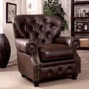  Furniture of America Stanford Stationary Leather Look Chair CM6269BR-CH-VN IMAGE 1