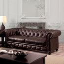  Furniture of America Stanford Stationary Leather Look Sofa CM6269BR-SF-VN IMAGE 1