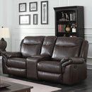  Furniture of America Chenai Reclining Leatherette Loveseat with Console CM6297-LV-VN IMAGE 8