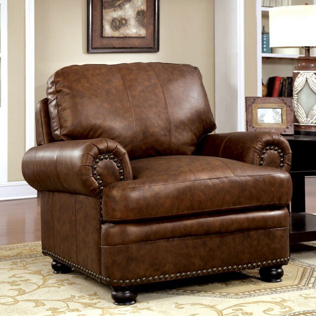 Furniture of America Rheinhardt Stationary Leather Match Chair CM6318-CH IMAGE 3