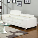  Furniture of America Makri Stationary Bonded Leather Match Sofa CM6336WH-S IMAGE 1