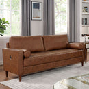  Furniture of America Horgen Stationary Leather Look Sofa CM6452BR-SF IMAGE 1