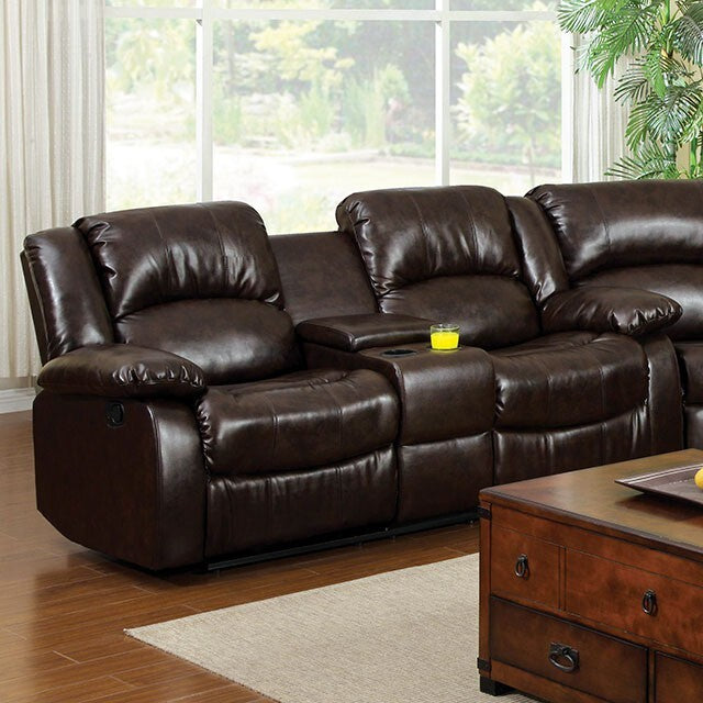 Furniture of America Winslow Reclining Leather Loveseat CM6556L-CT IMAGE 2