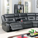  Furniture of America Omeet Reclining Leather Look Sectional CM6642GY-SECT IMAGE 1