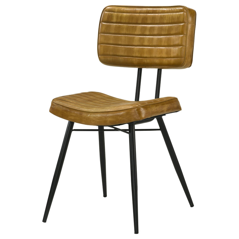 Coaster Furniture Misty 110642 Leather Upholstered Dining Side Chair - Camel (Set of 2) IMAGE 3