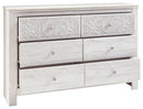 Paxberry - Six Drawer Dresser - Medallion Drawer Pulls - Whitewash