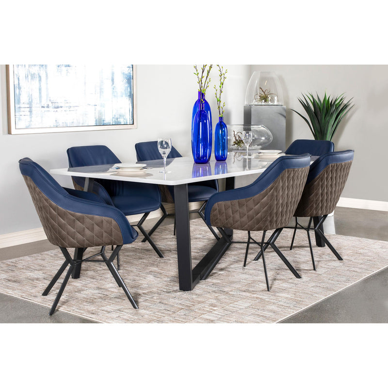 Coaster Furniture Mayer 193722 Upholstered Dining Arm Chair - Blue and Brown (Set of 2) IMAGE 9