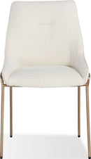 Sunrise - Cyrus Upholstered Dining Chair (Set of 2) - Cottage Cheese Boucle And Brushed Bronze Metal
