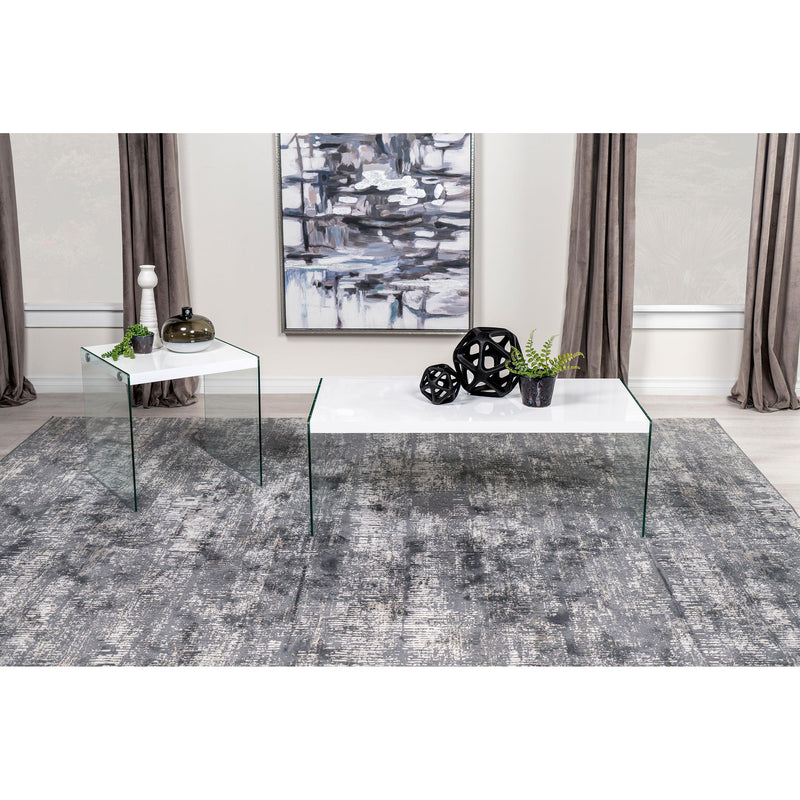 Coaster Furniture Opal 704147 Square Glass Frame Side End Table - White High Gloss IMAGE 10