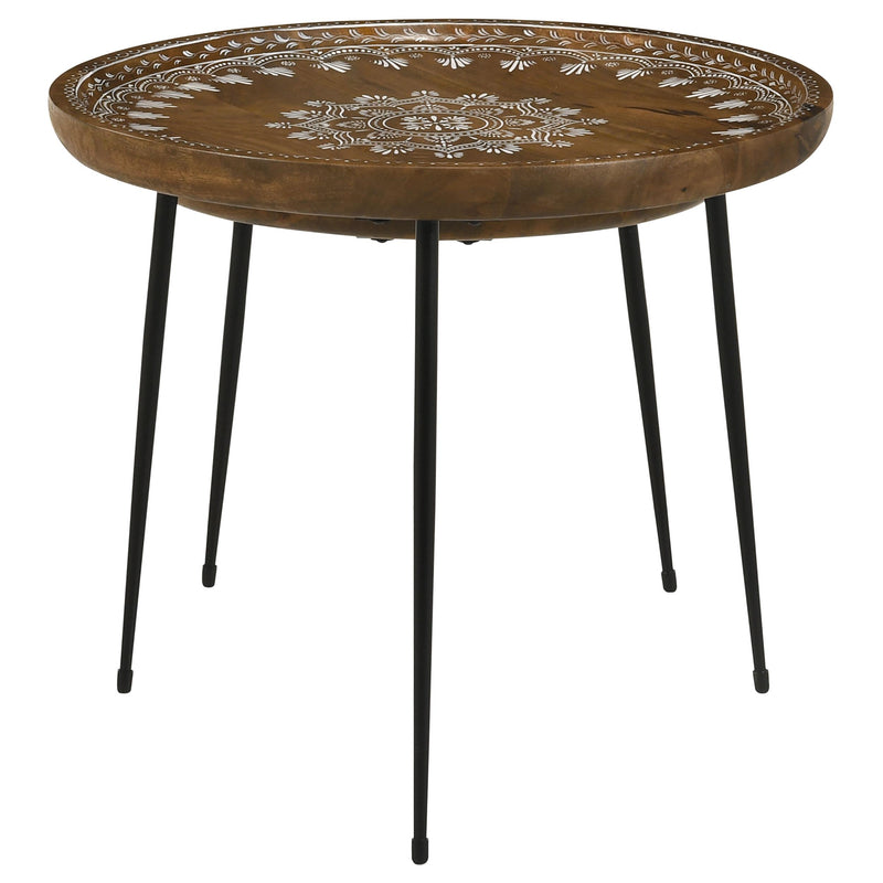Coaster Furniture Nuala 935984 2-piece Round Mango Wood Nesting Tables - Honey IMAGE 5