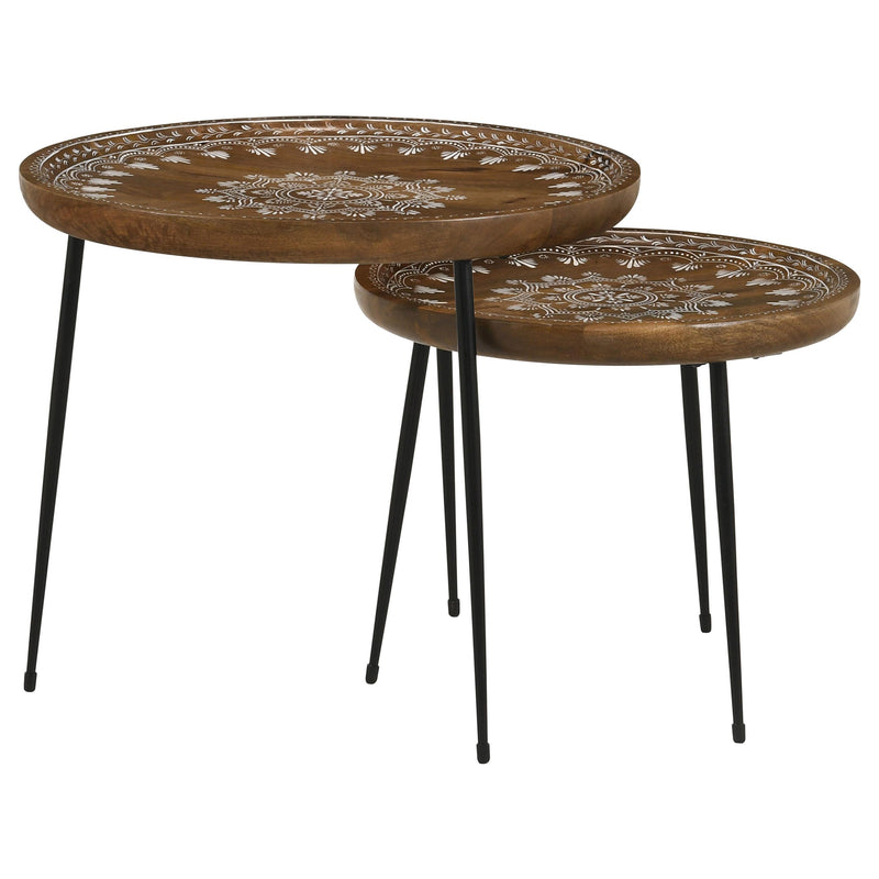 Coaster Furniture Nuala 935984 2-piece Round Mango Wood Nesting Tables - Honey IMAGE 7