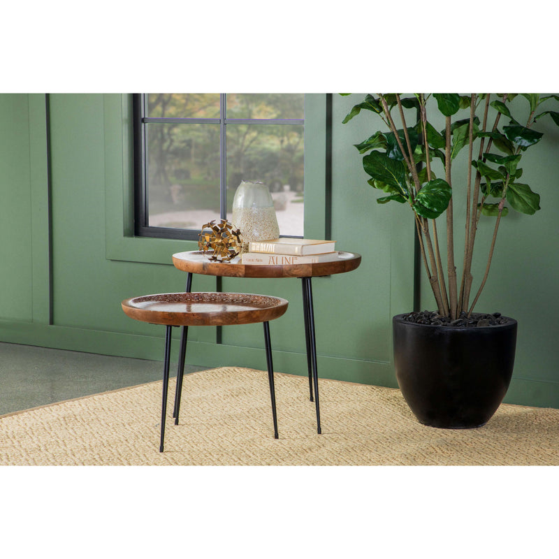 Coaster Furniture Nuala 935984 2-piece Round Mango Wood Nesting Tables - Honey IMAGE 8