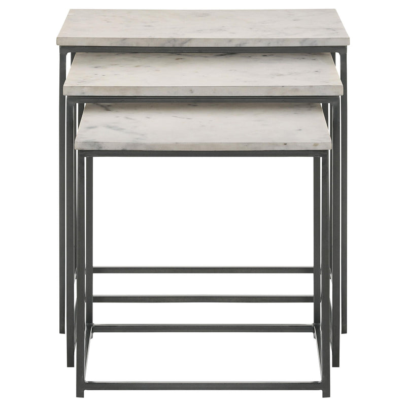Coaster Furniture Medora 936016 3-piece Marble Top Nesting Table Set - White IMAGE 3