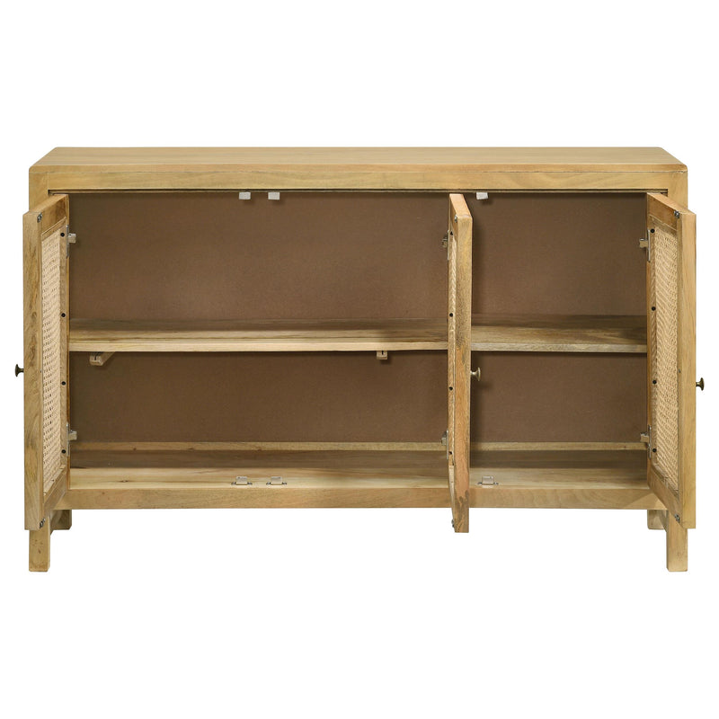 Coaster Furniture Zamora 953556 3-door Wood Accent Cabinet with Woven Cane - Natural IMAGE 4