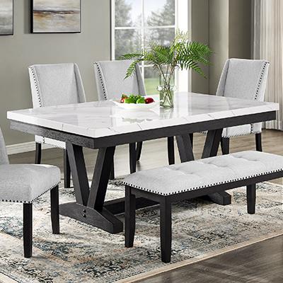 Crown Mark Vance Dining Table with Faux Marble Top and Trestle Base 1319T-4272 IMAGE 1