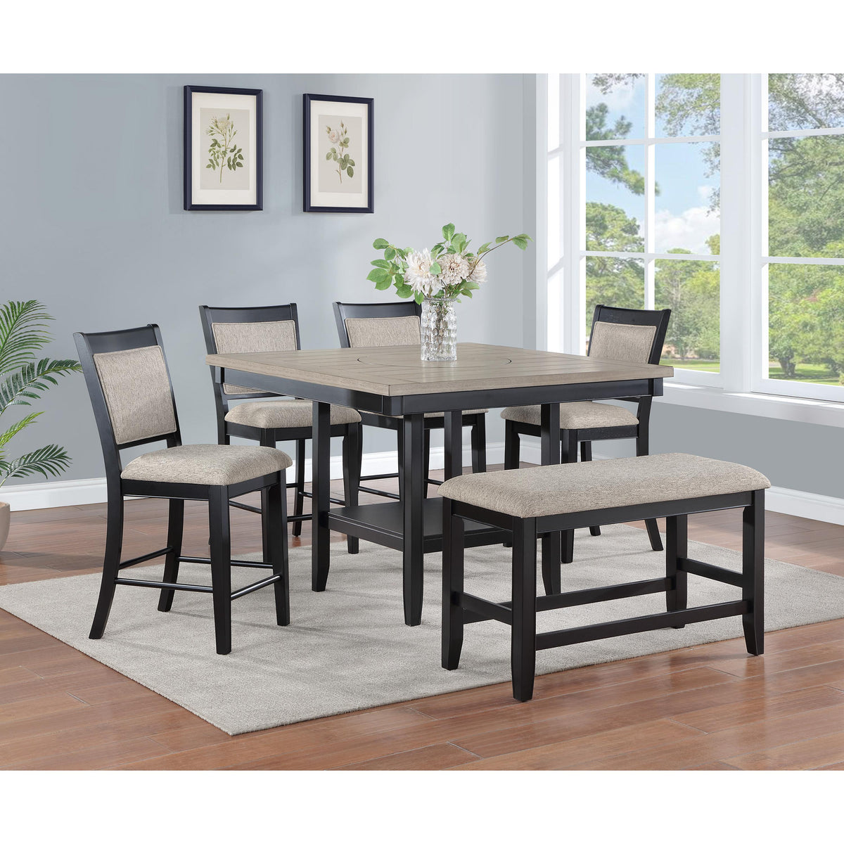  Crown Mark Fulton 2727LG-T-4848 Counter Height Table - Light Grey IMAGE 2