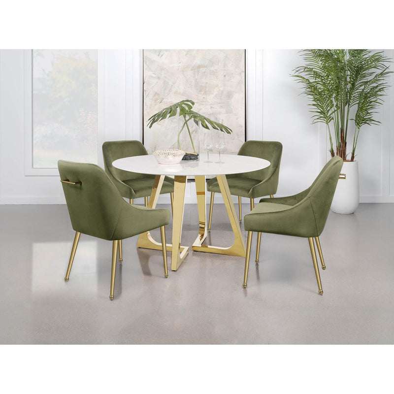 Coaster Furniture Gwynn 107171 Round 51-inch Marble Stainless Steel Dining Table - Gold IMAGE 13