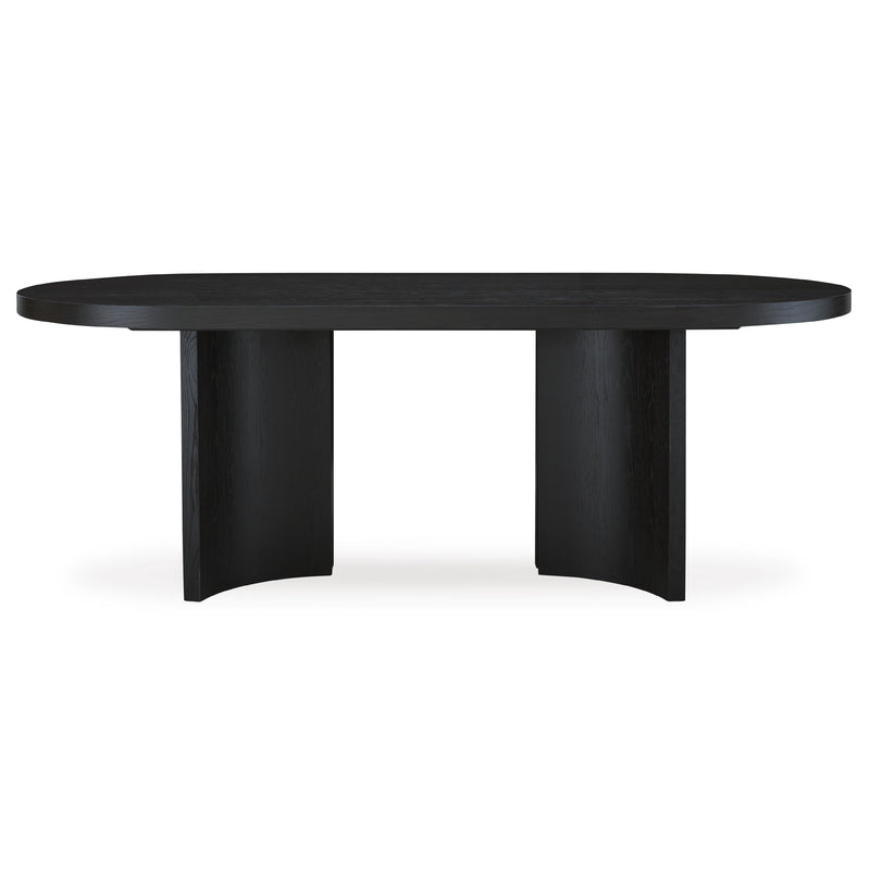 Signature Design by Ashley Oval Rowanbeck Dining Table with Pedestal Base D821-25 IMAGE 2