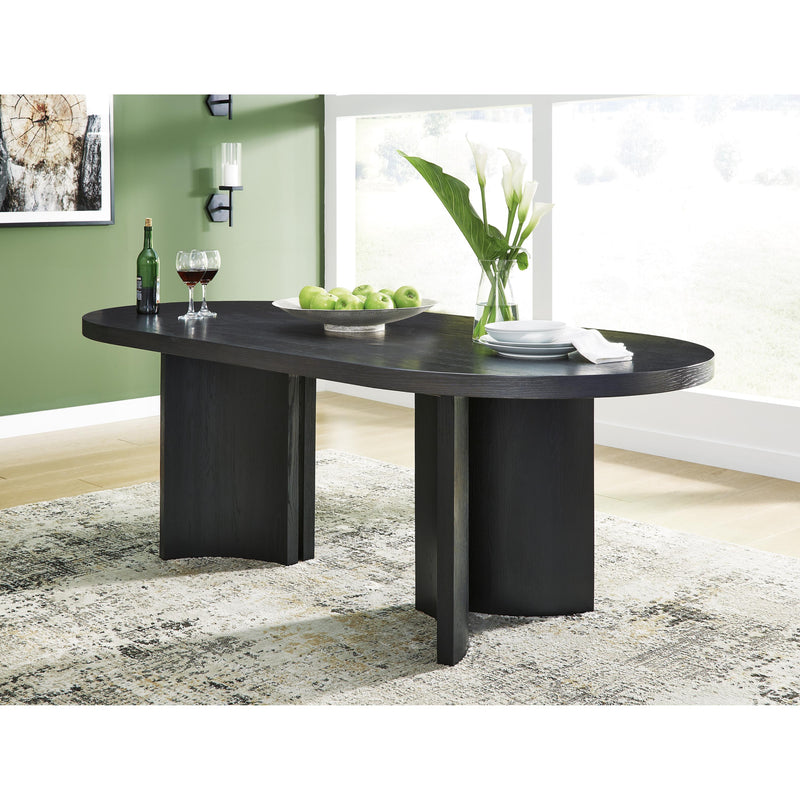 Signature Design by Ashley Oval Rowanbeck Dining Table with Pedestal Base D821-25 IMAGE 5