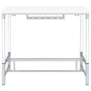 Coaster Furniture Norcrest 182101 Pub Height Bar Table with Acrylic Legs and Wine Storage - White High Gloss IMAGE 7
