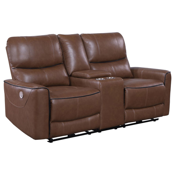 Coaster Furniture Greenfield Power Reclining Leatherette Loveseat 610265P IMAGE 1