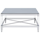 Coaster Furniture Lindley 709728 Square Tempered Mirror Acrylic Coffee Table - Chrome IMAGE 6