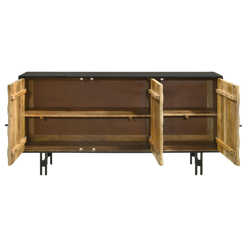 Coaster Furniture Aminah 950383 3-Door Wooden Accent Cabinet - Natural/Black IMAGE 4