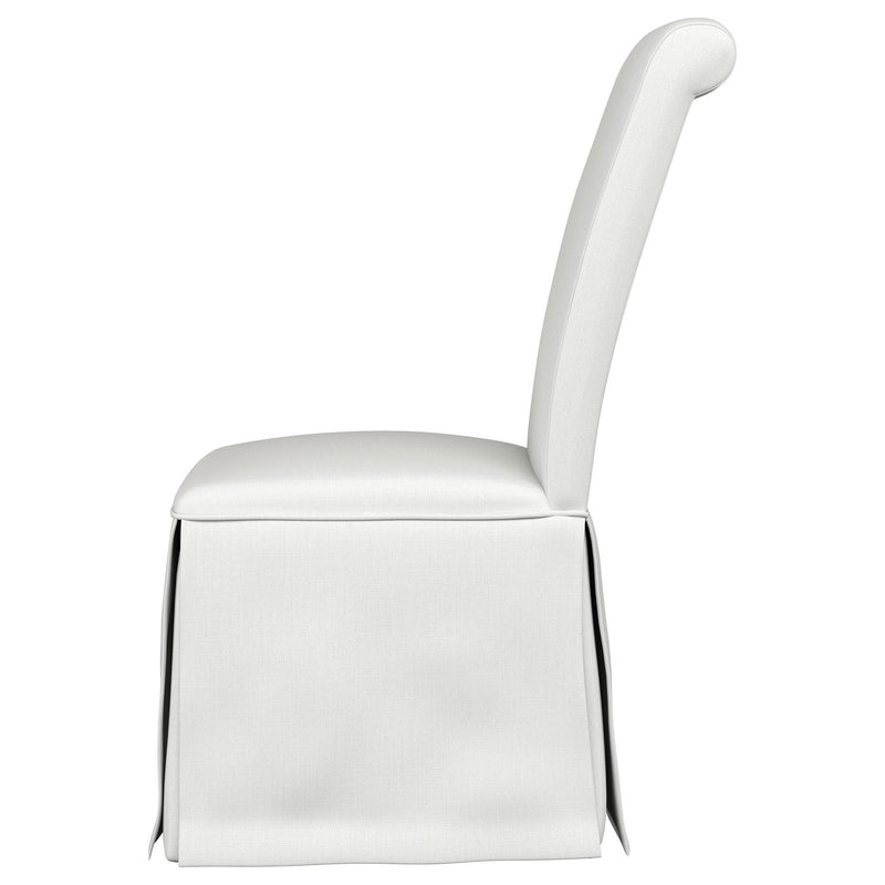 Coaster Furniture Shawna 100748 Upholstered Skirted Side Chair - White (Set of 2) IMAGE 4
