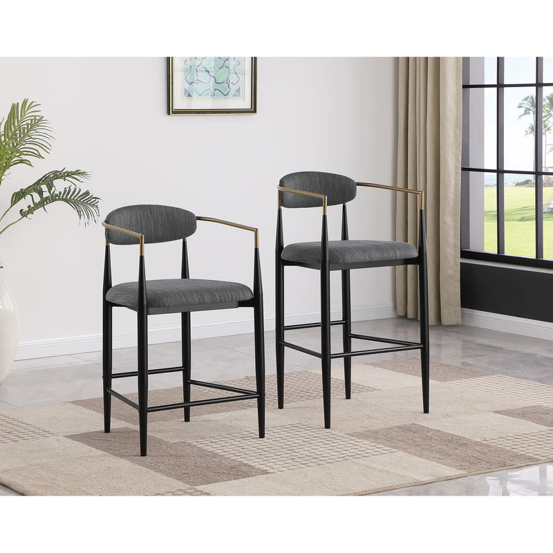 Coaster Furniture Tina 121189 Fabric Upholstered Bar Chair - Dark Grey (Set of 2) IMAGE 9