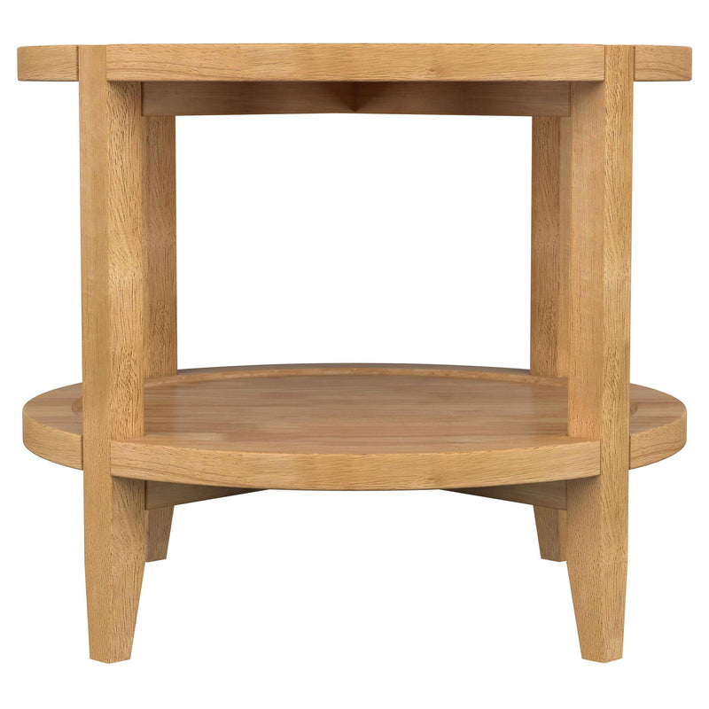 Coaster Furniture Camillo 709697 Round Solid Wood Side End Table - Maple Brown IMAGE 5
