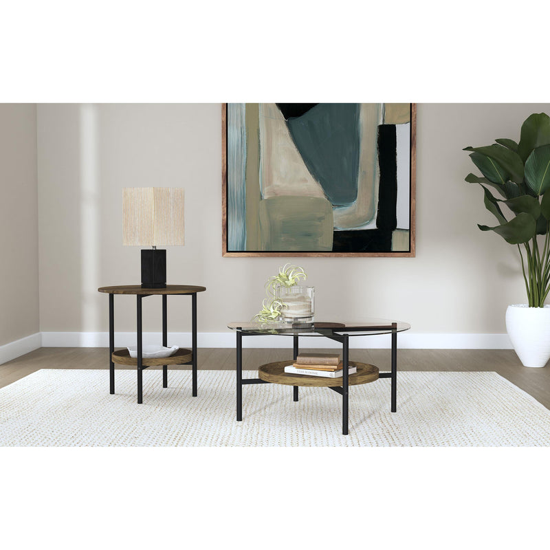 Coaster Furniture Delfin 721618 Round Glass Top Coffee Table - Black and Brown IMAGE 6