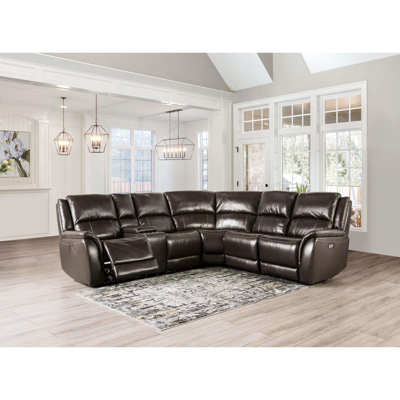 Furniture of America Gorgius Power Reclining Leather Match Sectional CM9910ES-SECT-PM IMAGE 2