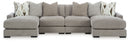 Aslan Court - 5 Pc. - 4-Piece Sofa Pit Sectional, Ottoman - Pebble
